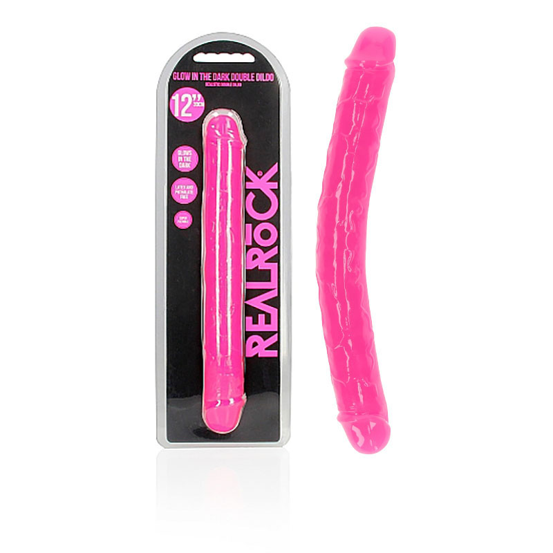 Realrock Glow in the Dark 12'' Double Dong - Pink